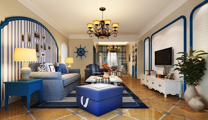 地中海风格 三居 客厅图片来自合肥川豪装饰装修在国贸天琴湾147平米地中海风格的分享
