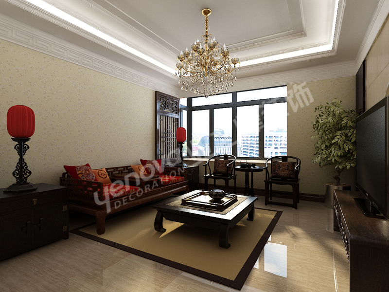 客厅图片来自业之峰装饰李鑫在亿城堂庭105平米新中式的分享