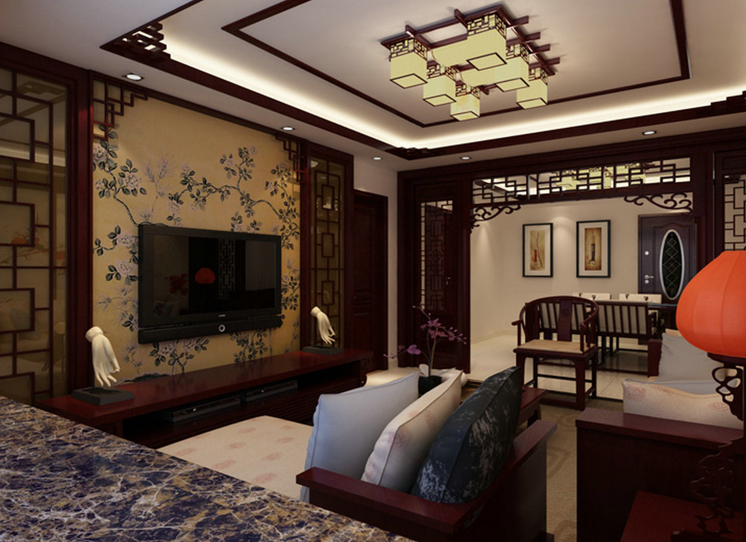 三居 中式 古典 客厅图片来自实创装饰晶晶在中式古典3居室，傲骨国人的分享