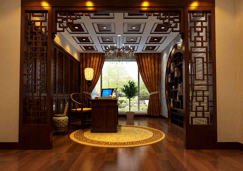 欧式 别墅 80后 美观 温馨 豪华 档次 书房图片来自北京高度装饰设计王鹏程在塞纳河谷欧式风格的分享