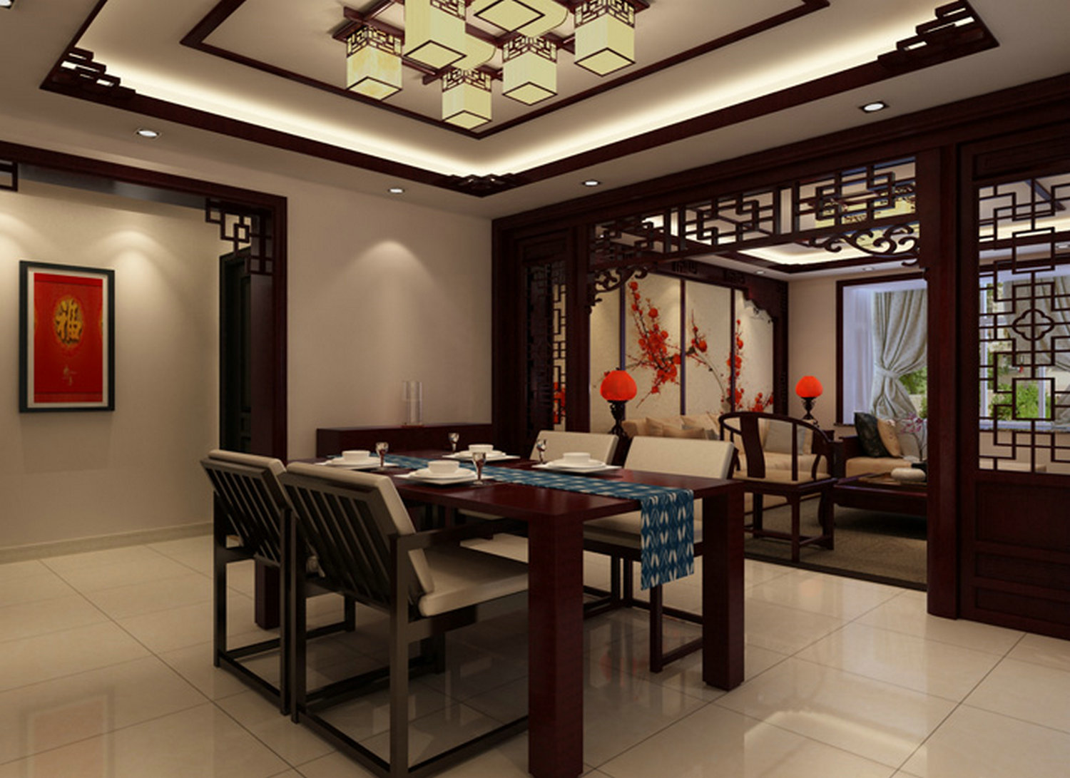 三居 中式 古典 餐厅图片来自实创装饰晶晶在中式古典3居室，傲骨国人的分享