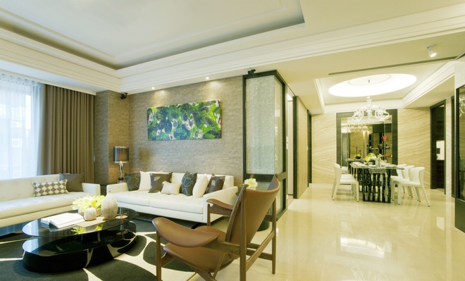 客厅图片来自上海倾雅装饰有限公司在清幽雅致两居的分享
