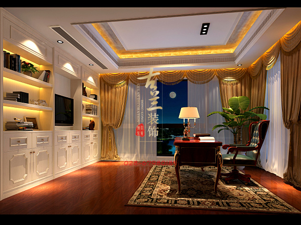欧式 大气 别墅装修 城南一号 别墅效果图 书房图片来自香港古兰装饰-成都在中海城南一号欧式古典风格的分享