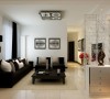 客厅以黑白色为主，稳重大气、品位高雅
对比平衡、对称呼应，主色调与整体空间环境和谐统一。
