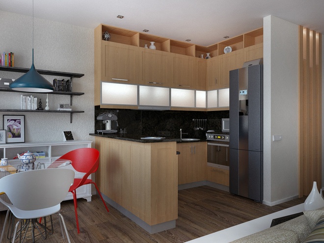 一居，北欧 收纳 小资 厨房图片来自陈小迦在布局更协调，空间更舒适的小户型的分享