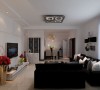 客厅以黑白色为主，稳重大气、品位高雅
对比平衡、对称呼应，主色调与整体空间环境和谐统一。