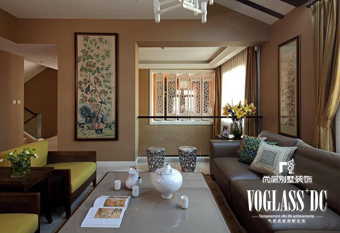 别墅 白领 中式 客厅图片来自北京别墅装修案例在中式风格与鸟语花香的分享