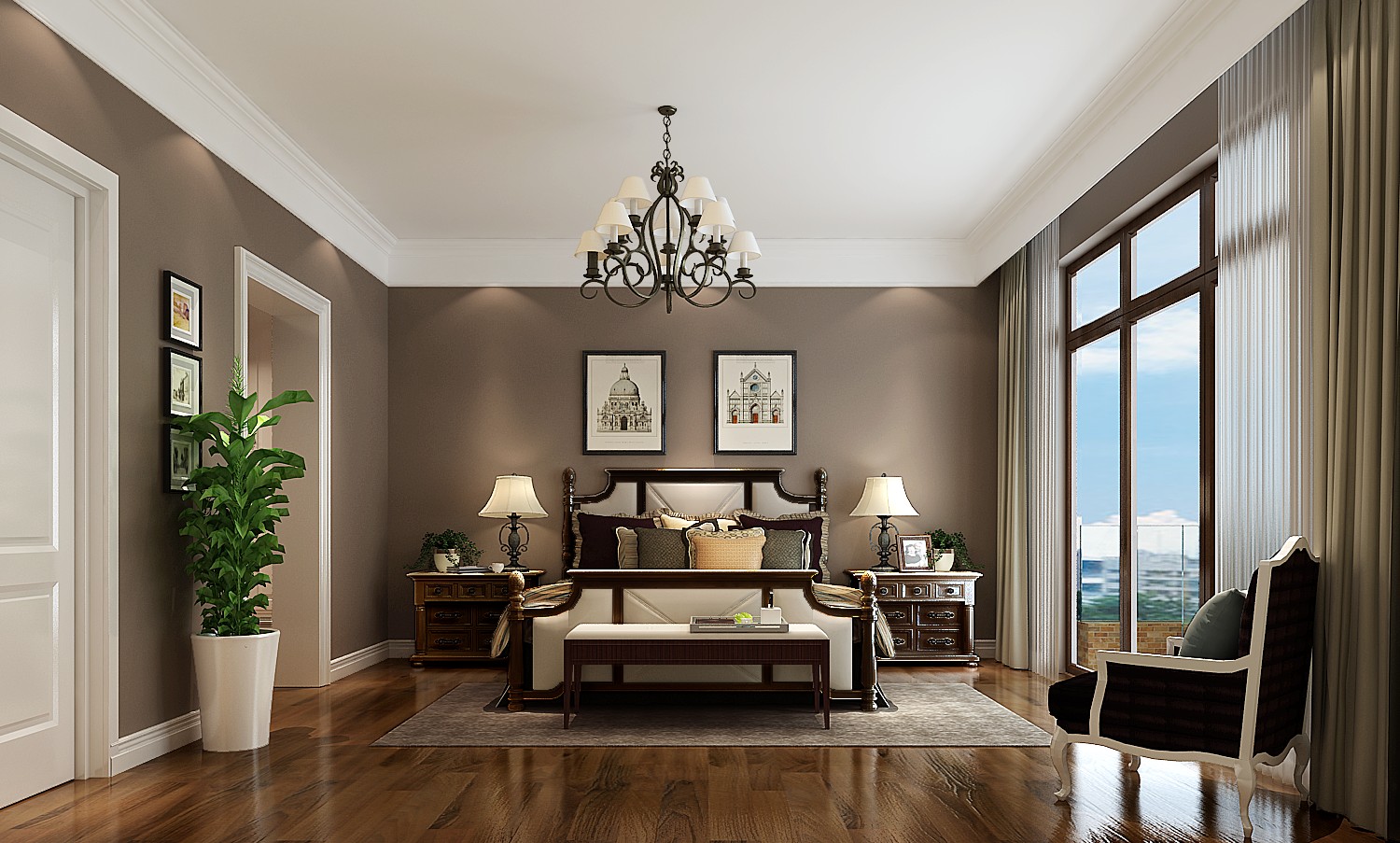 小路 高度 简约美式 公寓 卧室图片来自高度国际装饰设计卢旺在高贵，浪漫与自由的分享
