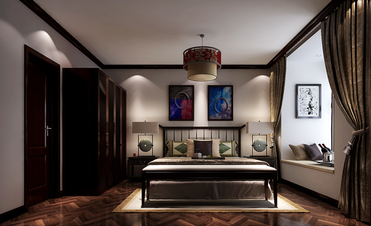 卧室图片来自北京高度国际装饰设计在中景江山赋新中式公寓的分享