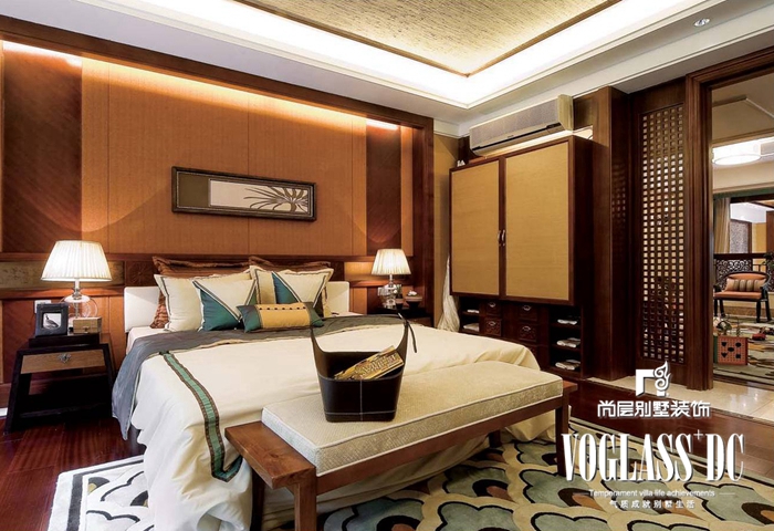 别墅 新中式 白领 卧室 卧室图片来自北京别墅装修案例在不一样的新中式的分享
