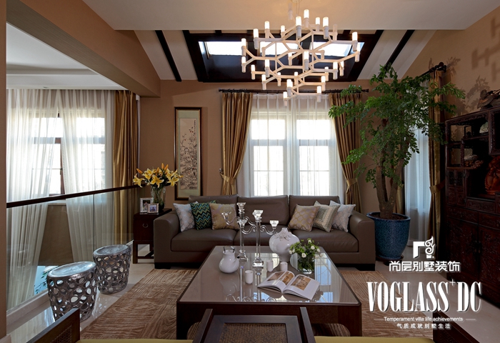 别墅 白领 中式 客厅 客厅图片来自北京别墅装修案例在中式风格与鸟语花香的分享