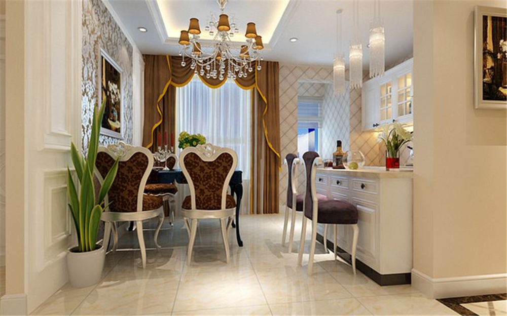 欧式 三居 收纳 小资 餐厅图片来自上海实创-装修设计效果图在120平米三室两厅简欧风格设计的分享