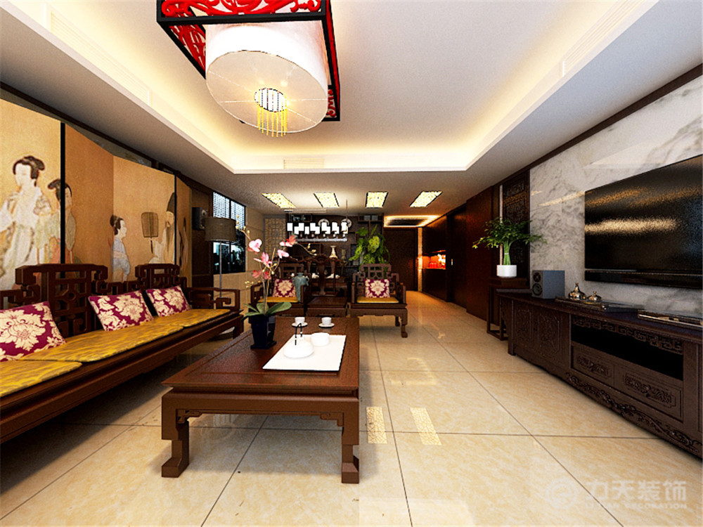 中式 二居 收纳 白领 80后 小资 客厅图片来自阳光力天装饰在弘泽城-87.79㎡-中式传统的分享