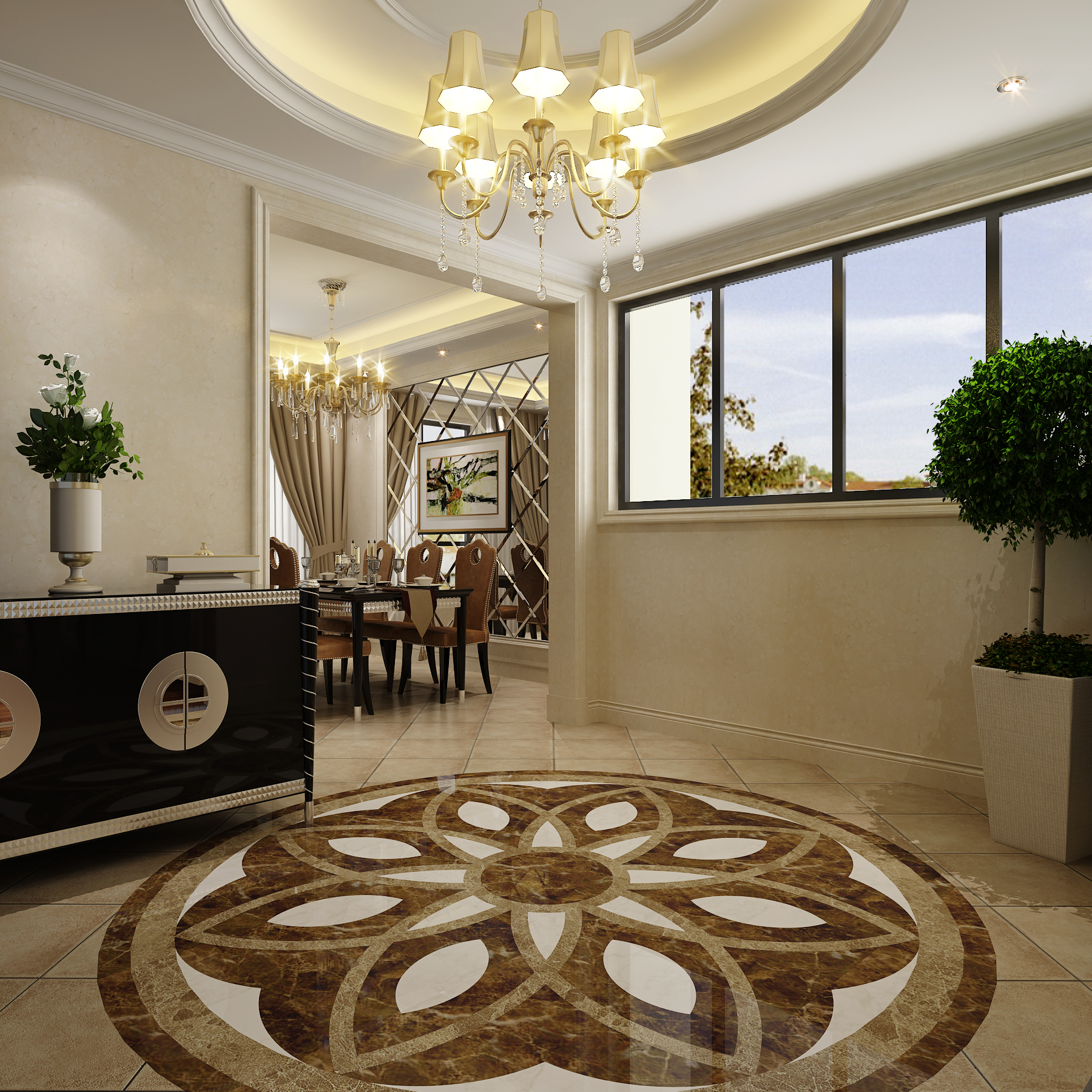 欧式 三居 平层 装修 餐厅图片来自实创装饰上海公司在25.76万打造161平三居欧式装修的分享