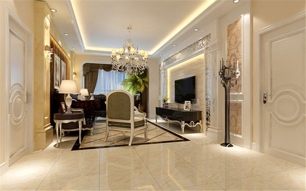 欧式 三居 收纳 小资 客厅图片来自上海实创-装修设计效果图在120平米三室两厅简欧风格设计的分享