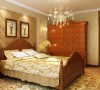 空间的色彩多为暖色调，床头的软包，为卧室更增添舒适感。床头壁灯的灯光下，更显温馨。