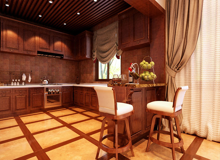 新中式 现代 别墅 大气 雅致 古典别墅 厨房图片来自西宁实创装饰在40万新中式别墅蓬勃大气温馨雅致的分享