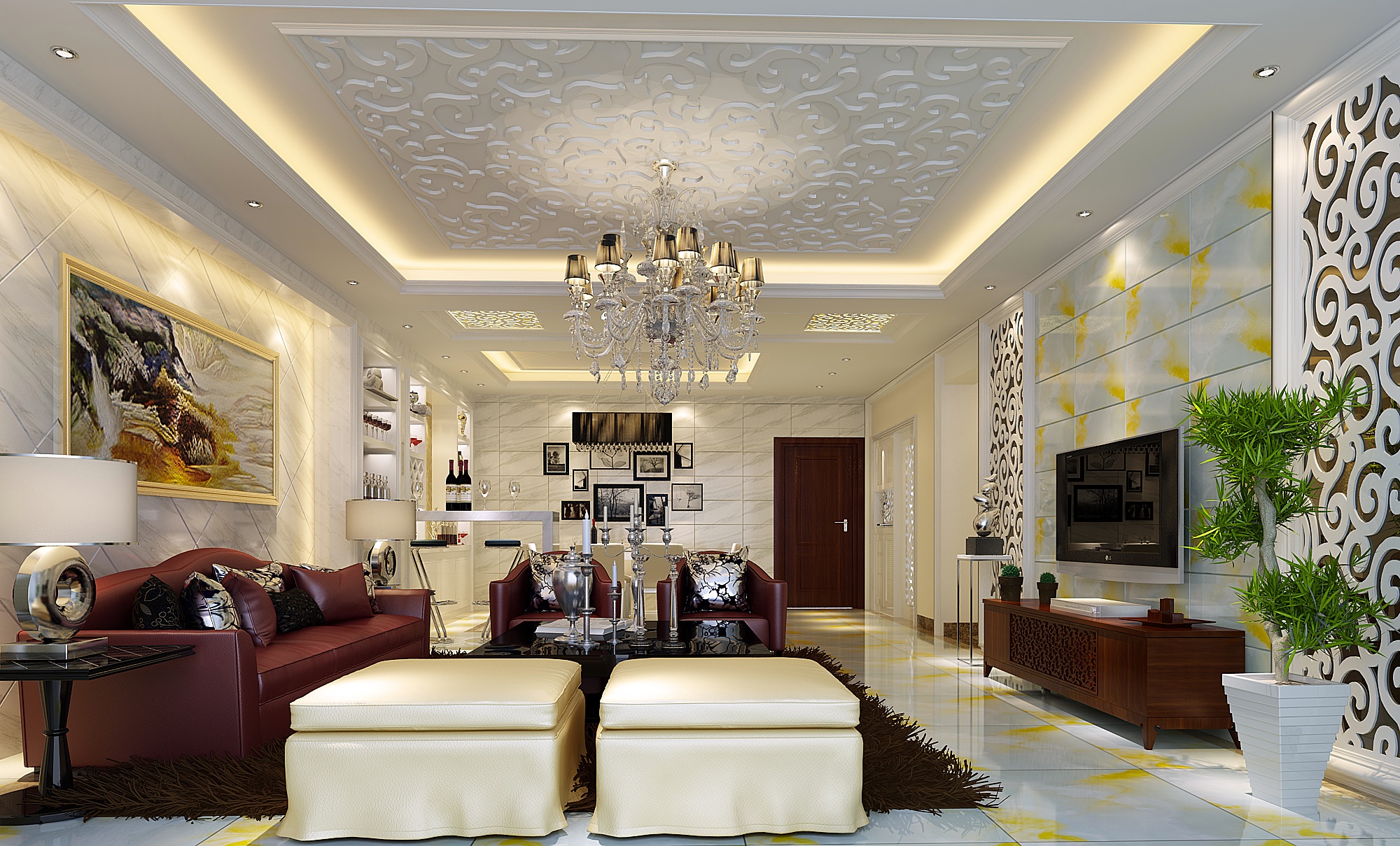 客厅图片来自静夜思在碧桂园150平欧式高雅四居设计的分享