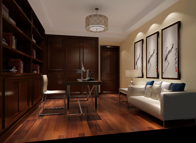 现代 三室两厅两 三居 80后 小资 书房图片来自沙漠雪雨在中信城140㎡现代风格公寓的分享