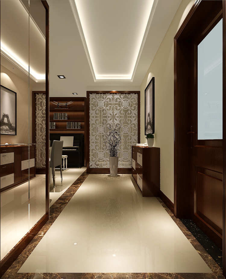 现代 三室两厅两 三居 80后 小资 玄关图片来自沙漠雪雨在中信城140㎡现代风格公寓的分享