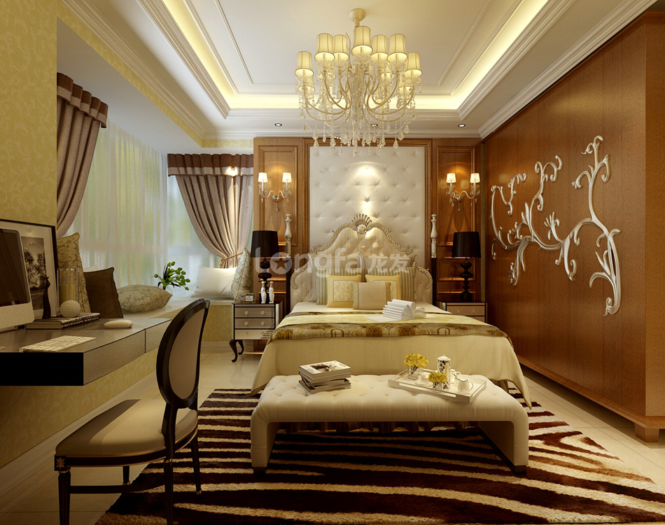 欧式 简约 三居 白领 别墅 卧室图片来自西安龙发装饰在高山流水星币传说简欧风格的分享