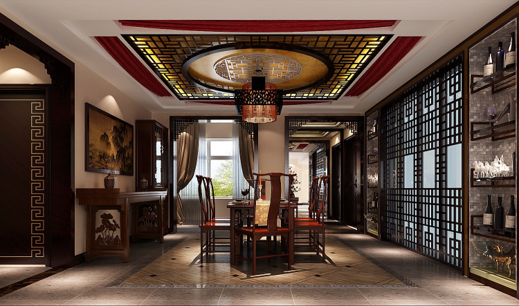 新中式 三居 白领 俩厅 俩卫 餐厅图片来自沙漠雪雨在金色漫香苑140㎡新中式风格三居的分享