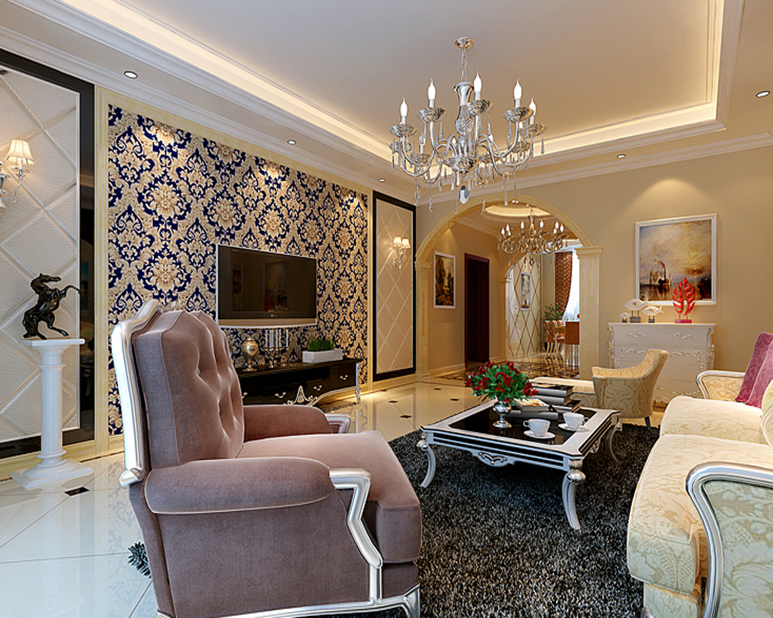 欧式 别墅 白领 收纳 80后 小资 客厅图片来自实创装饰百灵在观湖国际140平米欧式风格的分享