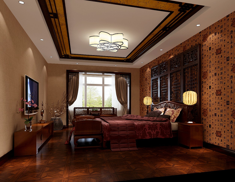 新中式 三居 白领 俩厅 俩卫 卧室图片来自沙漠雪雨在金色漫香苑140㎡新中式风格三居的分享