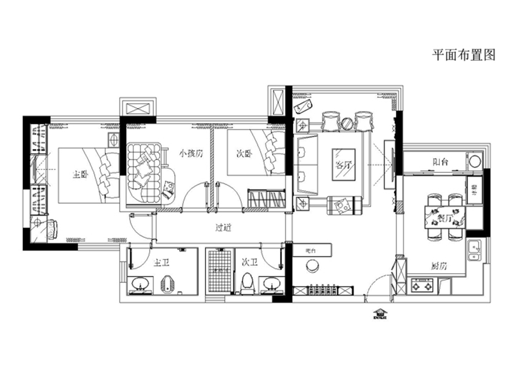 欧式 三居 小资 四口之家 户型图图片来自上海实创-装修设计效果图在三居室四口之家的简欧生活的分享