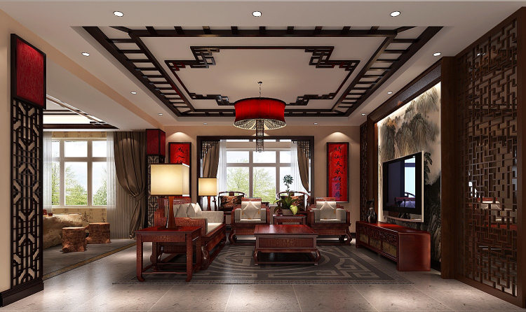 新中式 三居 白领 俩厅 俩卫 客厅图片来自沙漠雪雨在金色漫香苑140㎡新中式风格三居的分享