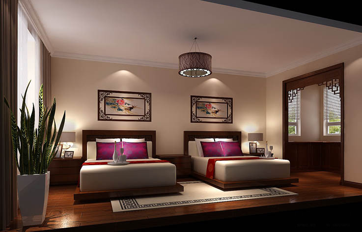 中式 公寓 效果图 设计案例 卧室图片来自高度国际设计装饰在筑华年97平米新中式设计案例的分享