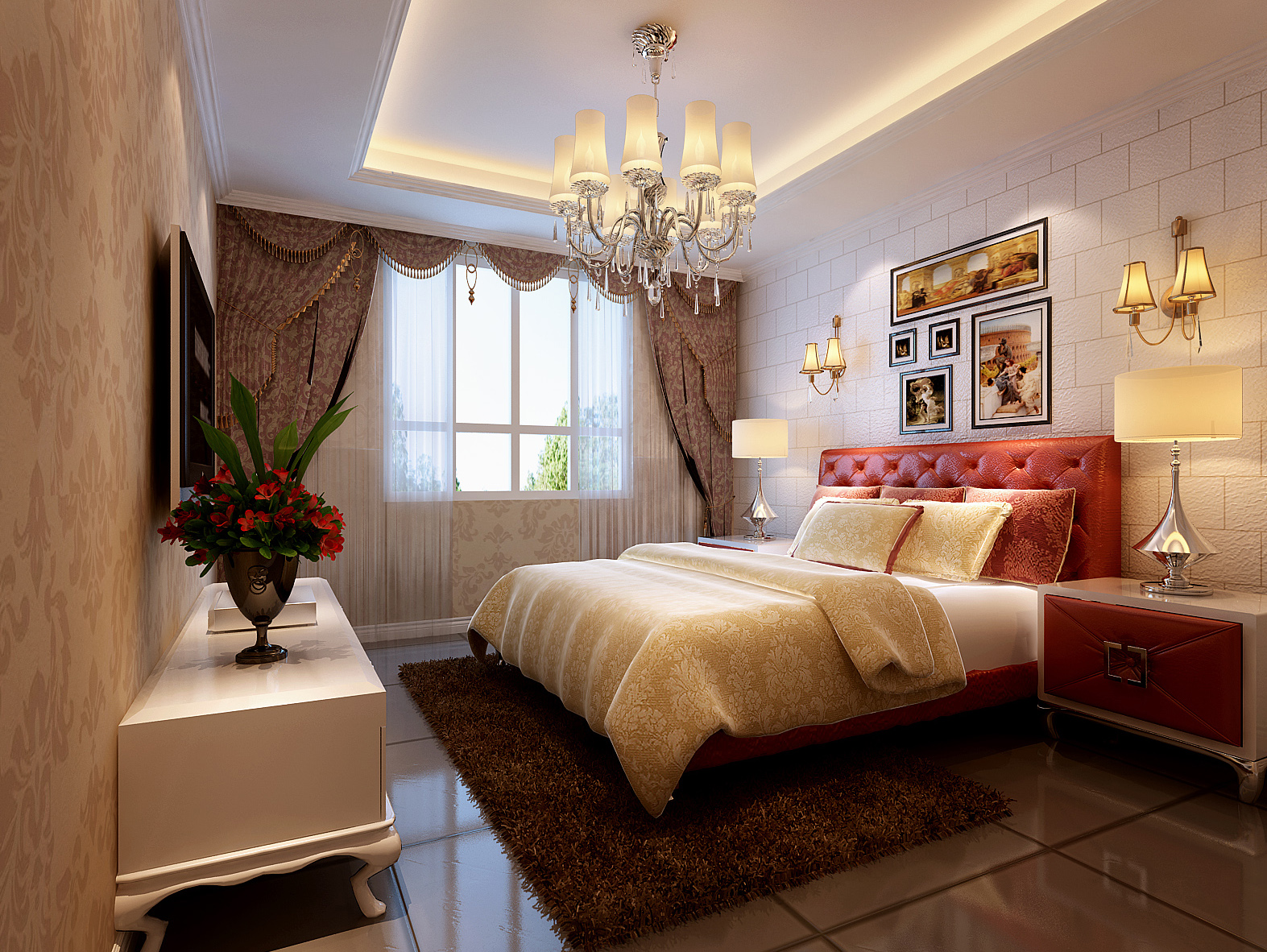 欧式 三居 白领 收纳 80后 小资 卧室图片来自实创装饰百灵在115平时尚温馨欧式风格三居室的分享