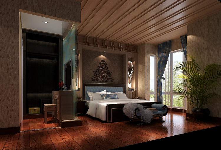 中式和泰式 三居 白领 80后 小资 卧室图片来自沙漠雪雨在御翠尚府140平米中式与泰式公寓的分享