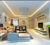 郑州实创装饰-蓝天小区120平三居室-客厅效果图