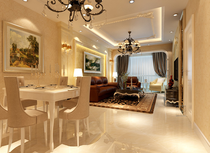 欧式 二居 简约 混搭 白领 收纳 旧房改造 80后 客厅图片来自北京实创装饰在婚房装修系列-110平米欧式两居的分享