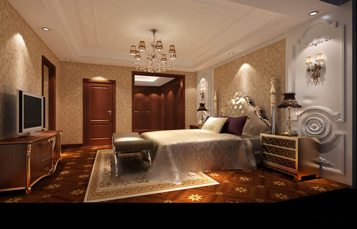 简约 欧式 效果图 设计案例 别墅 卧室图片来自高度国际设计装饰在潮白河孔雀城简欧风格设计案例的分享