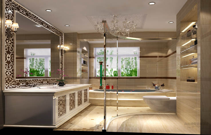 简约 欧式 效果图 设计案例 别墅 卫生间图片来自高度国际设计装饰在潮白河孔雀城简欧风格设计案例的分享