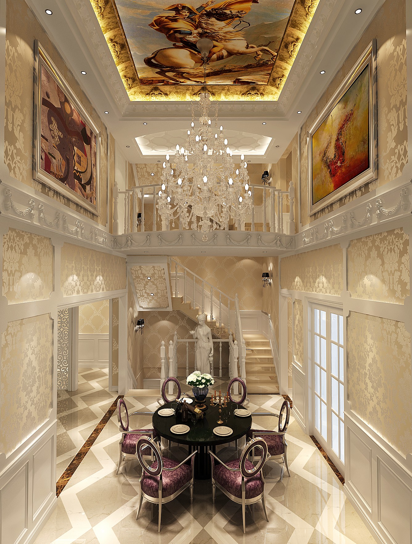 别墅 欧式 80后 小资 美观 温馨 舒适 餐厅图片来自北京高度装饰设计王鹏程在孔雀城450平米欧式新古典风格的分享