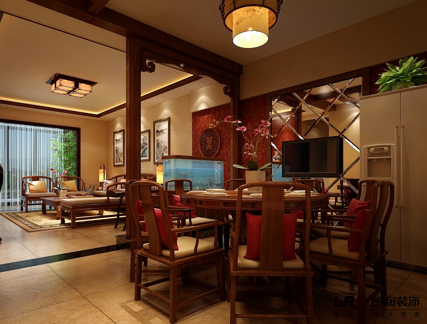 餐厅运用中式的浓重的色调,为我们的就餐环境增添了专属中国韵