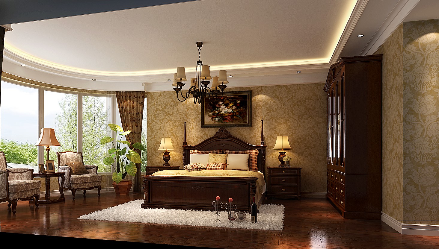 美式风格 别墅 东湖湾 卧室 卧室图片来自专业别墅设计工作室在东湖湾218㎡美式风格案例的分享