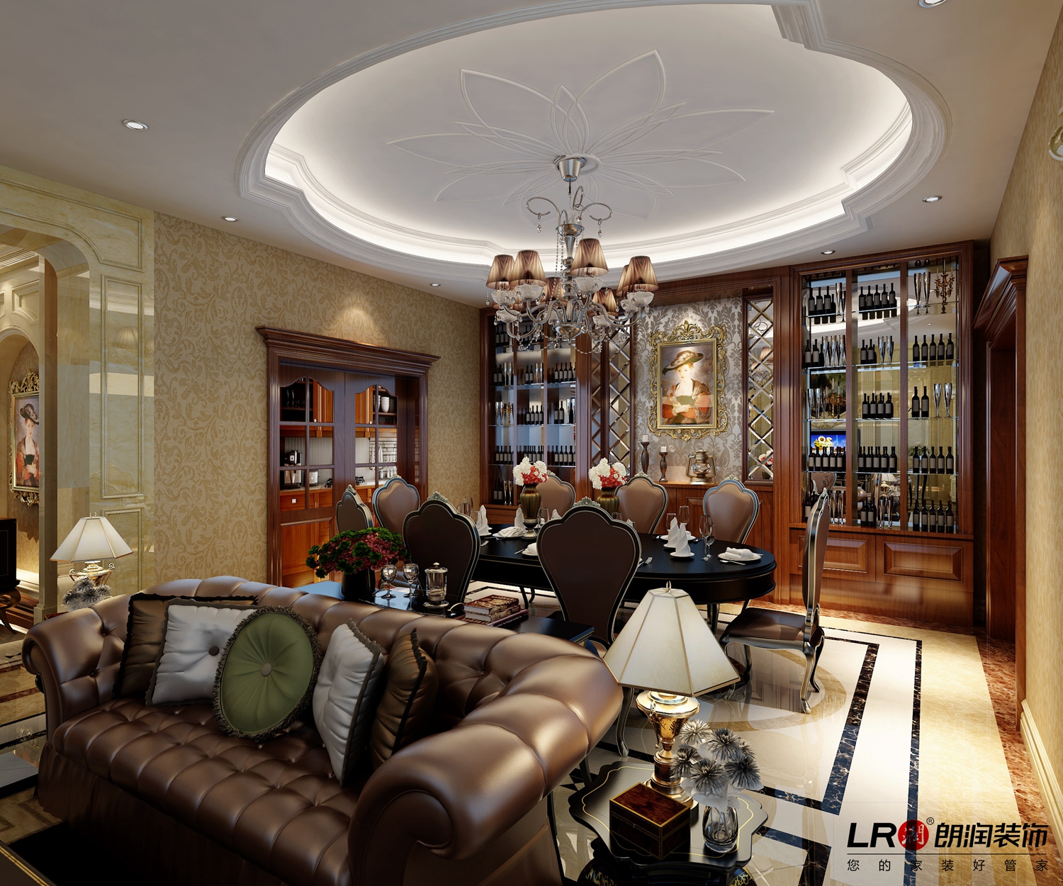 古典 欧式 跃层 奢华 古色古香 客厅图片来自用户5156624388在180平奢华大气古典欧式风的分享