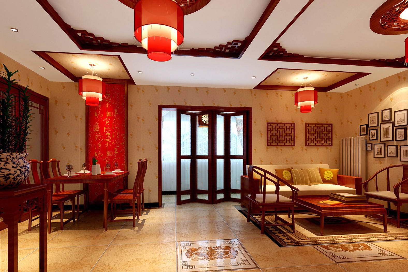 二居 白领 收纳 餐厅图片来自实创装饰完美家装在中式古典打造怡海花园中国红的分享