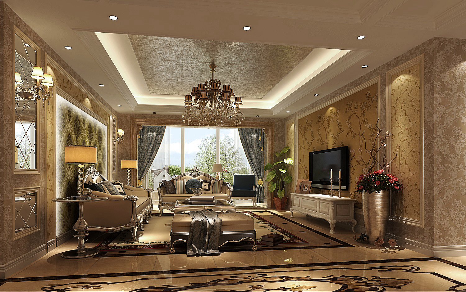 欧式 公寓 美观 温馨 舒适 客厅图片来自北京高度装饰设计王鹏程在天润福熙大道三室二厅欧式风格的分享