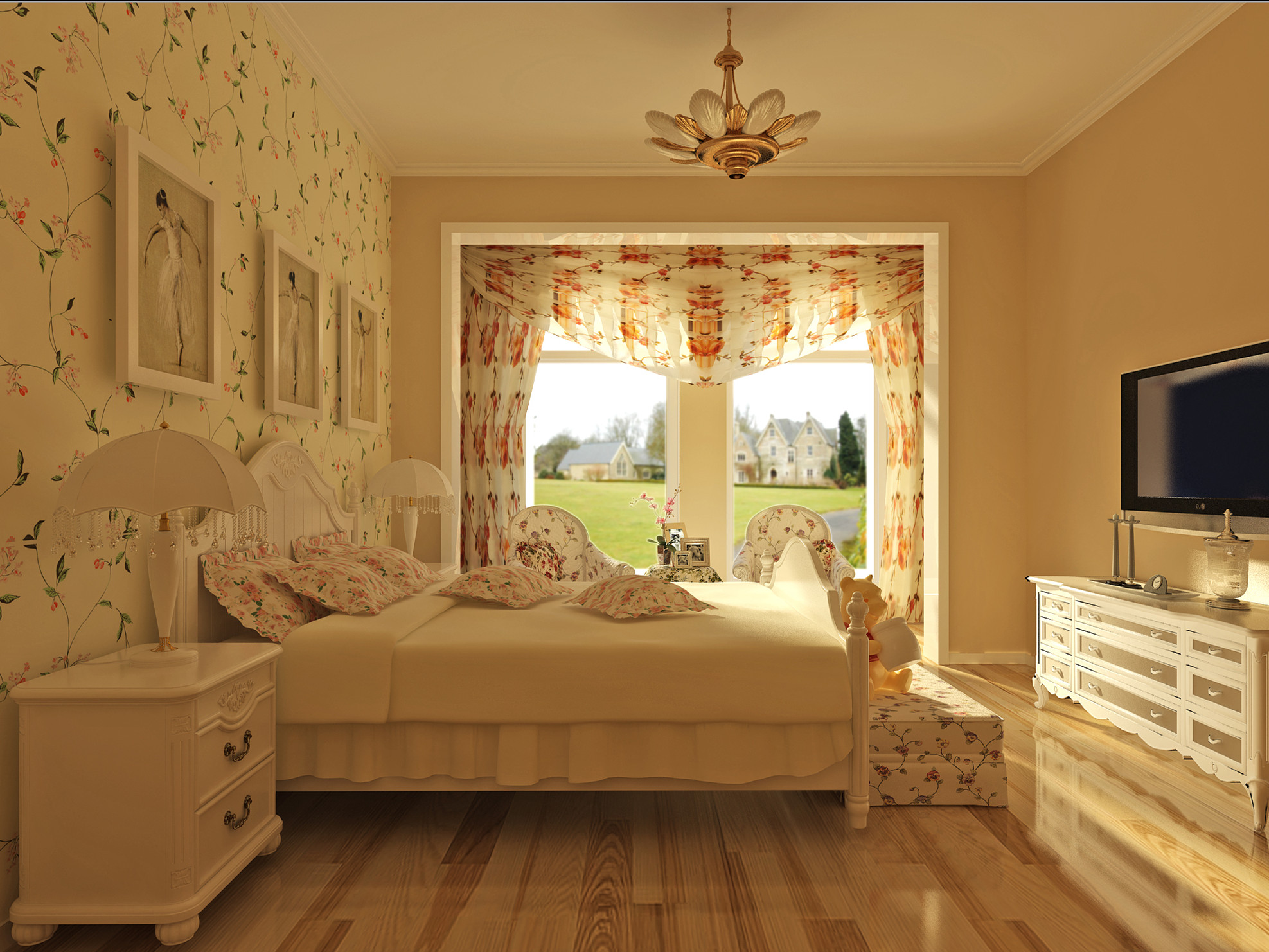 田园 别墅 白领 收纳 卧室图片来自实创装饰完美家装在高雅大气温馨打造阳光波尔多的分享