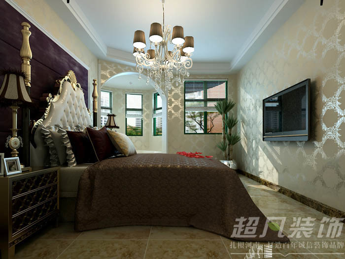 简约 欧式 四居 卧室图片来自超凡装饰黄建生在升龙又一城145平简欧的分享