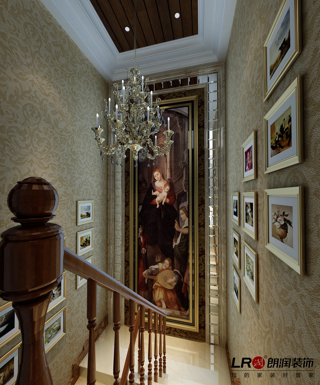 古典 欧式 跃层 奢华 古色古香 楼梯图片来自用户5156624388在180平奢华大气古典欧式风的分享