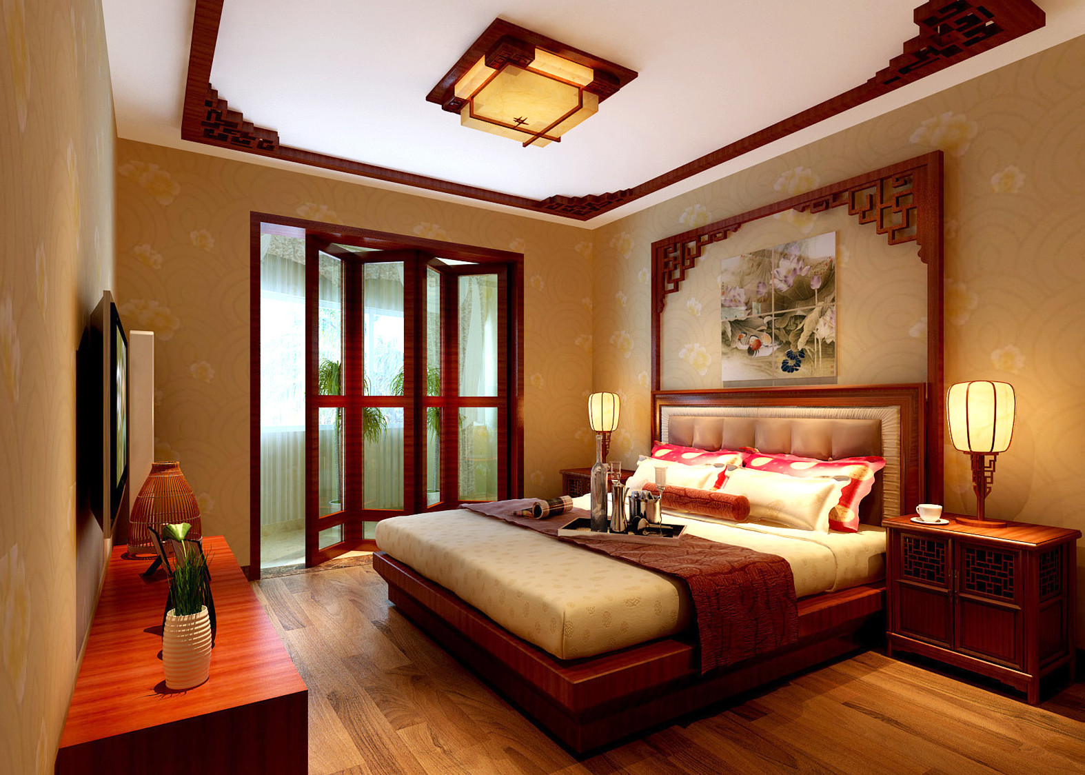 二居 白领 收纳 卧室图片来自实创装饰完美家装在中式古典打造怡海花园中国红的分享