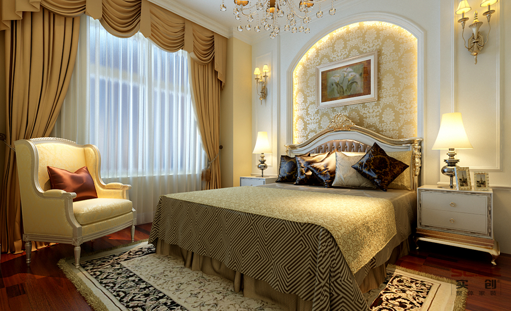 欧式 三居室 保利198 实创装饰 卧室图片来自成都实创装饰在140平米欧式优雅 气质新居的分享