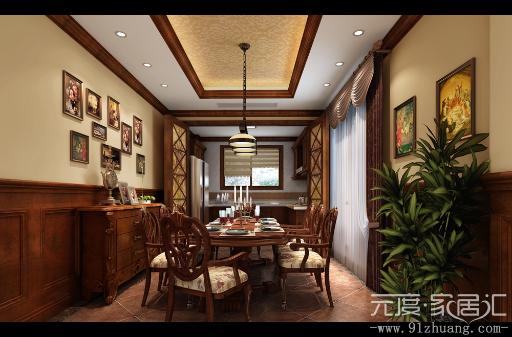 别墅 欧式 美式 田园 餐厅图片来自室内设计装饰在美式风格别墅案例的分享