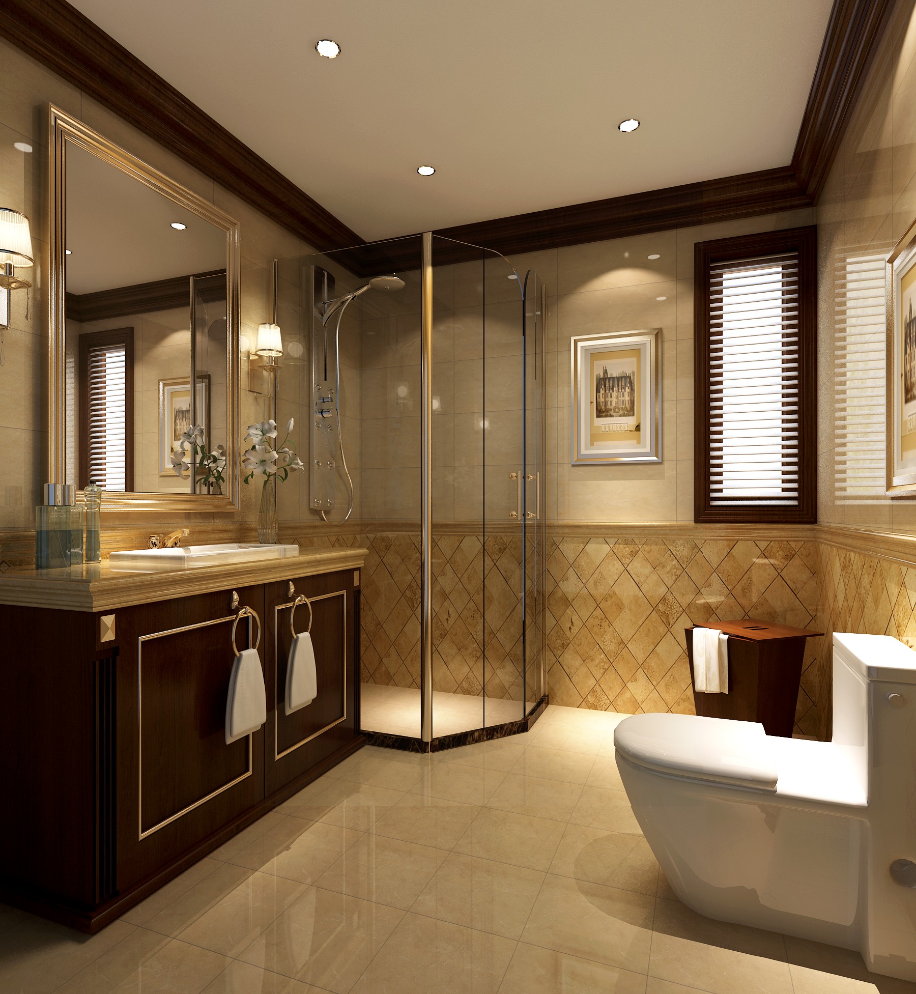 卫生间图片来自专业别墅设计工作室在托斯卡纳风格装修案例的分享